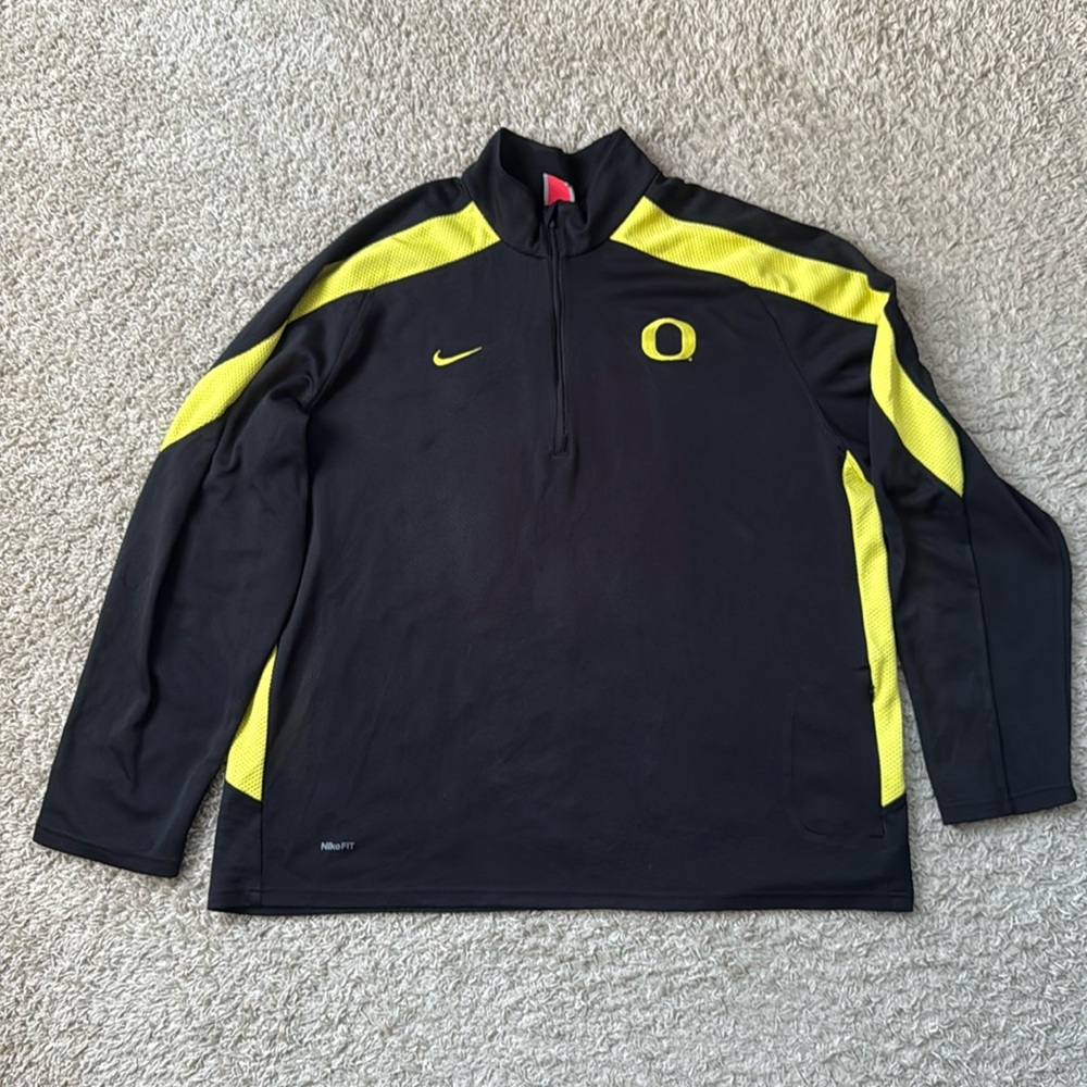 EUC Men’s Nike Oregon Ducks Black/Yellow Fit Dry Quarter-Zip Jacket Size XXL